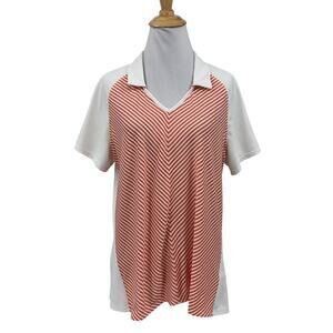 Adidas Polo Shirt Women XL Extra Large Multi ClimaChill Striped Performance Golf